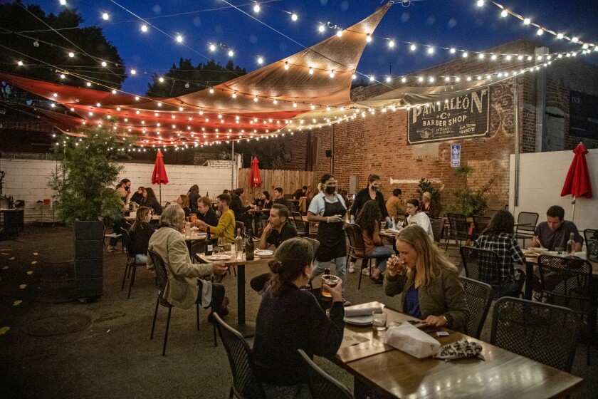 LOS ANGELES, CA - OCTOBER 19, 2020 - Outdoor patio at Hippo Restaurant.
