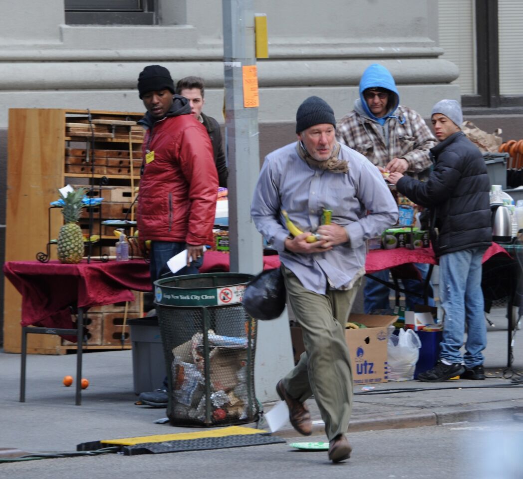 Richard Gere on the set of "Time Out Of Mind" on March 26, 2014, in New York City.