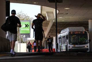 Los Angeles, CA, Monday, July 29, 2024 - The opening of the "LAXit" ride-hail lot in 2019 caused a frenzy in Los Angeles as travelers tried to navigate a clunky system to order a ride to their final destination that, for many, was too much work after a long flight. Nearly five years later, travelers have continued to struggle.(Robert Gauthier/Los Angeles Times)