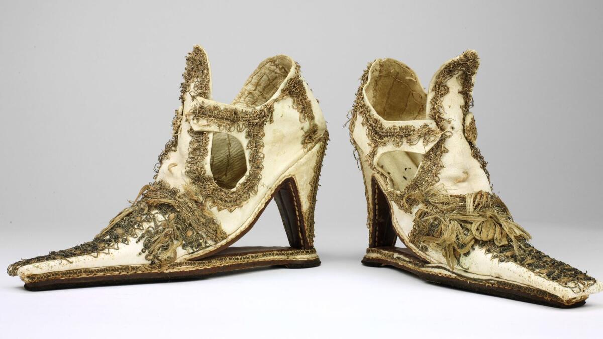 These shoes that date to the 1660s are part of the collection at the Bata Shoe Museum in Toronto.