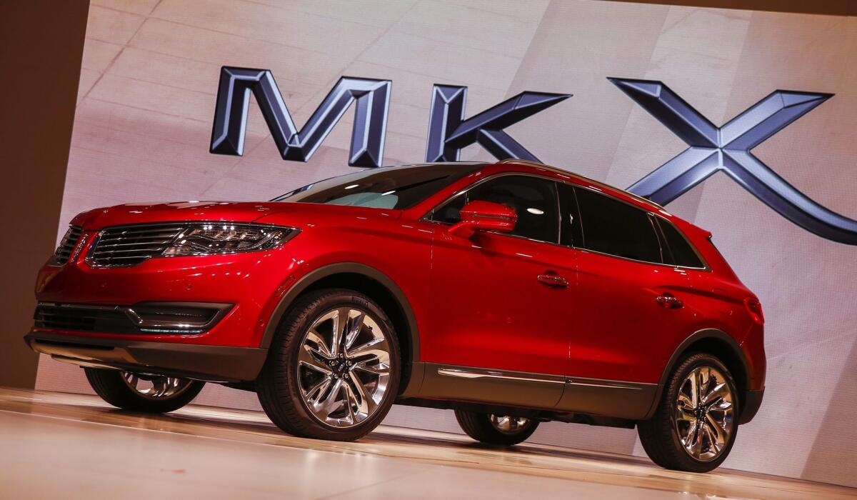 The 2016 Lincoln MKX crossover vehicle was introduced at the Detroit Auto Show on Jan. 13.