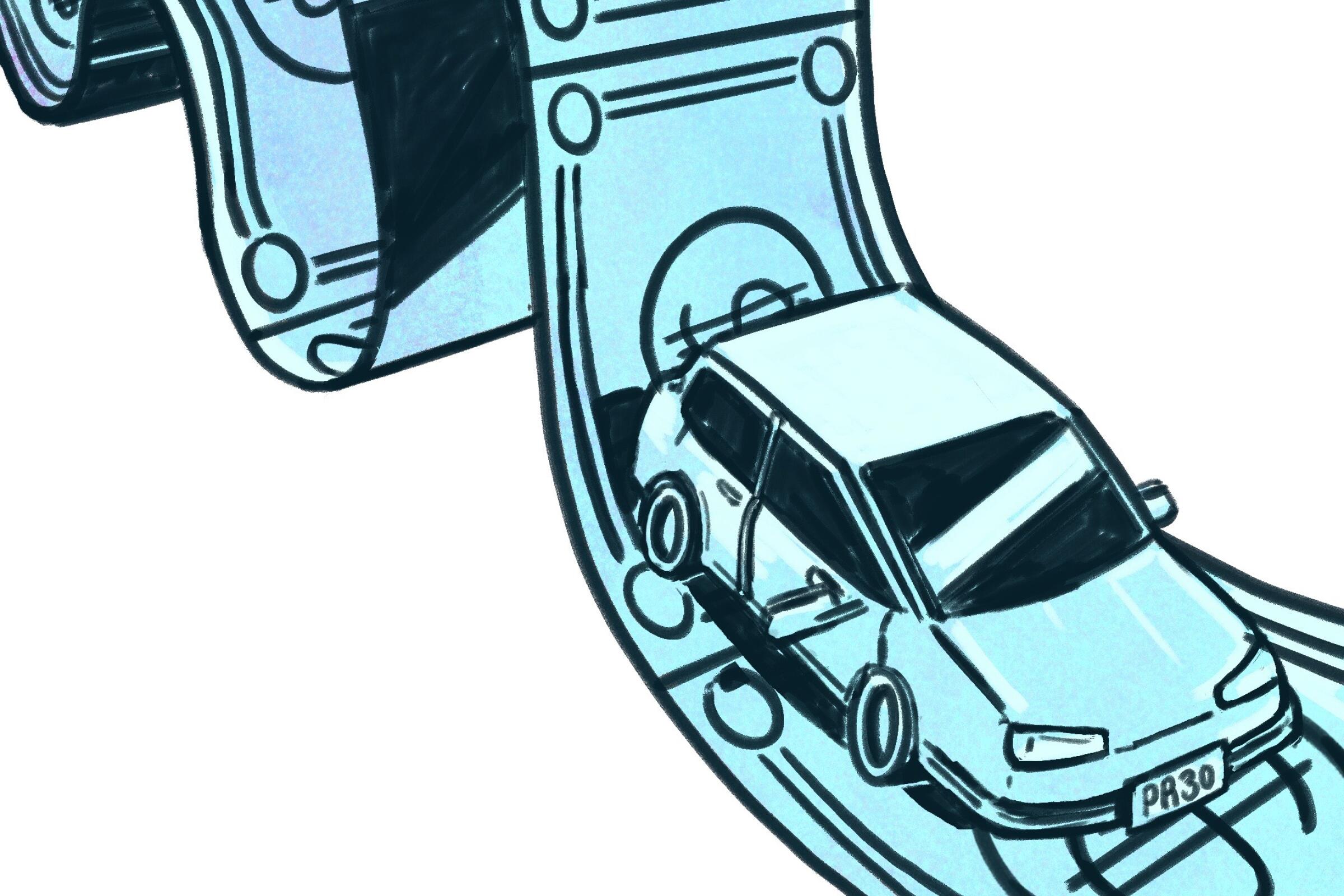 illustration of a car on a road of money