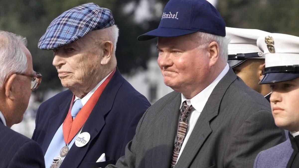 Pat Conroy receives an honorary doctor of letters degree in October 2000 at The Citadel in Charleston, S.C.