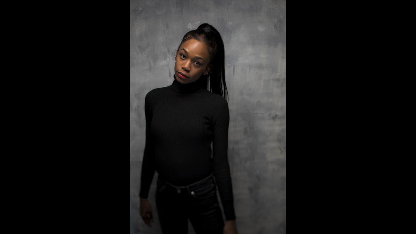 Actress Abra, from the film "Assassination Nation," photographed in the L.A. Times Studio at Chase Sapphire on Main, during the Sundance Film Festival in Park City, Utah, Jan. 21, 2018. (Jay L. Clendenin / Los Angeles Times)