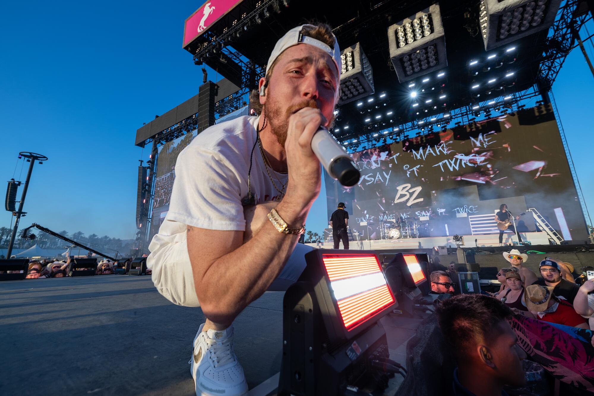 Bailey Zimmerman performs on the Mane Stage on the final day of the Stagecoach Country Music Festival.