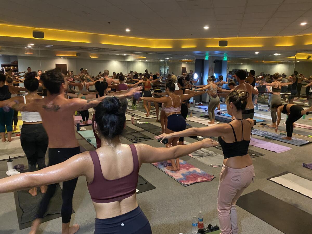 Hot 8 Yoga clients at a class in Santa Monica