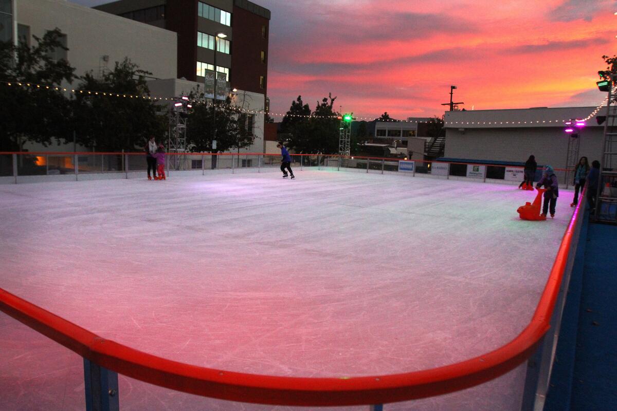 An ice rink behind Burbank City Hall on Friday, November 22, 2013.