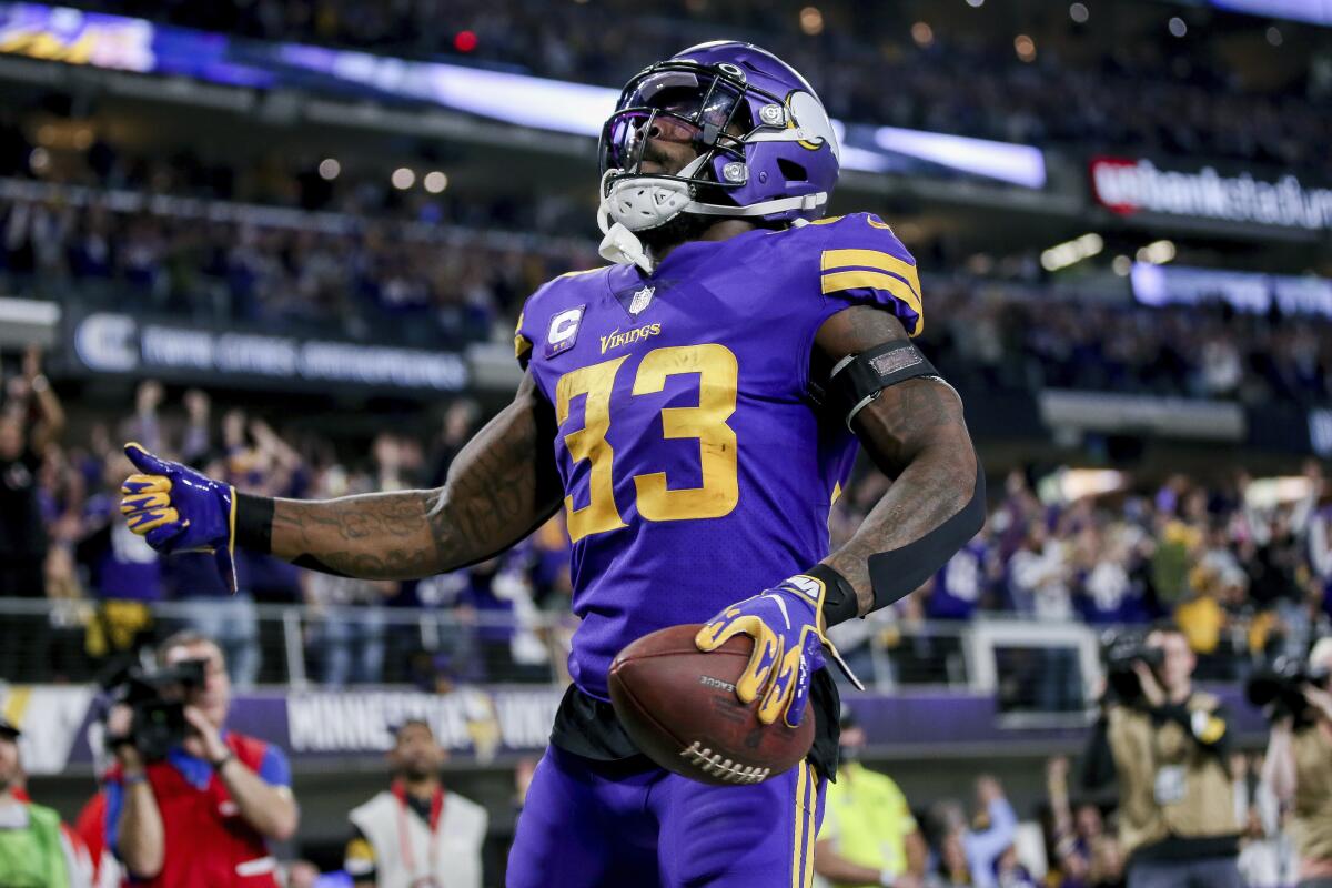 Minnesota Vikings running back Dalvin Cook celebrates after scoring a touchdown against the Pittsburgh Steelers on Dec. 9.