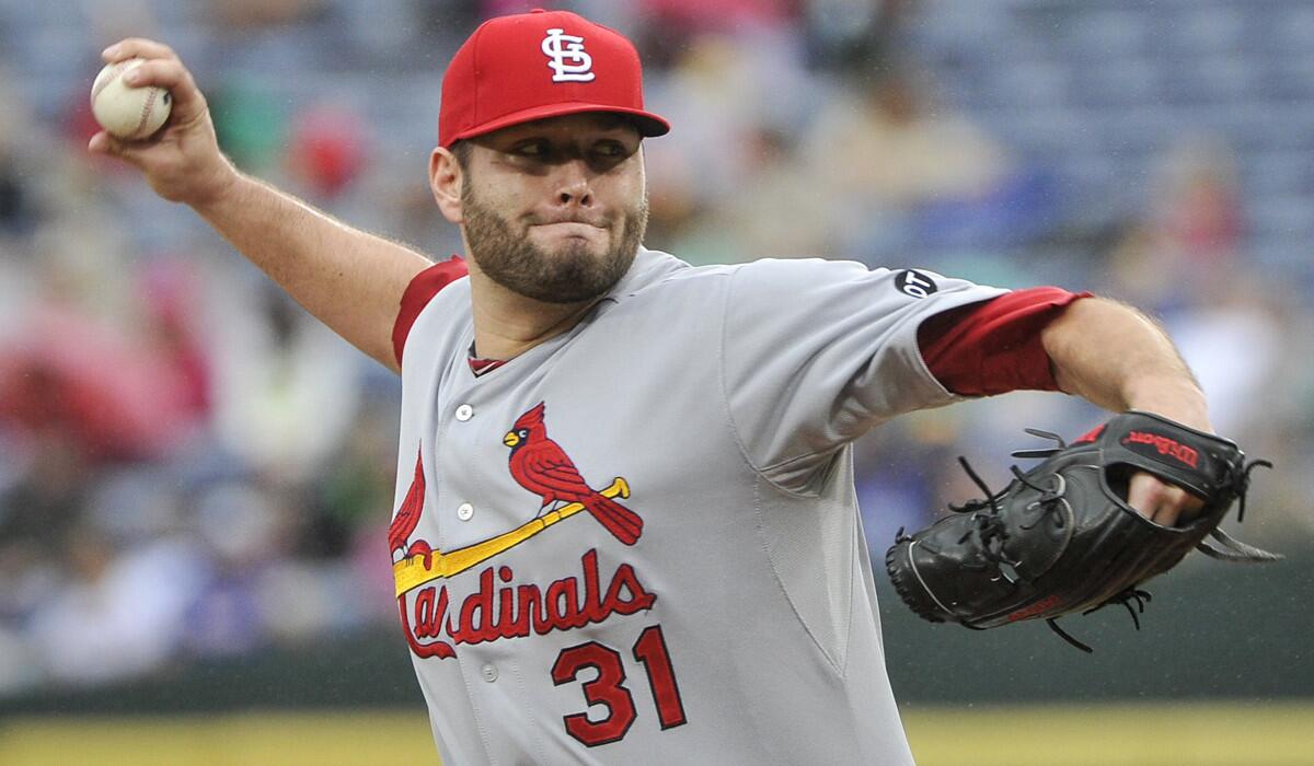 St. Louis Cardinals' Lance Lynn pitches against the Atlanta Braves on Oct. 4.