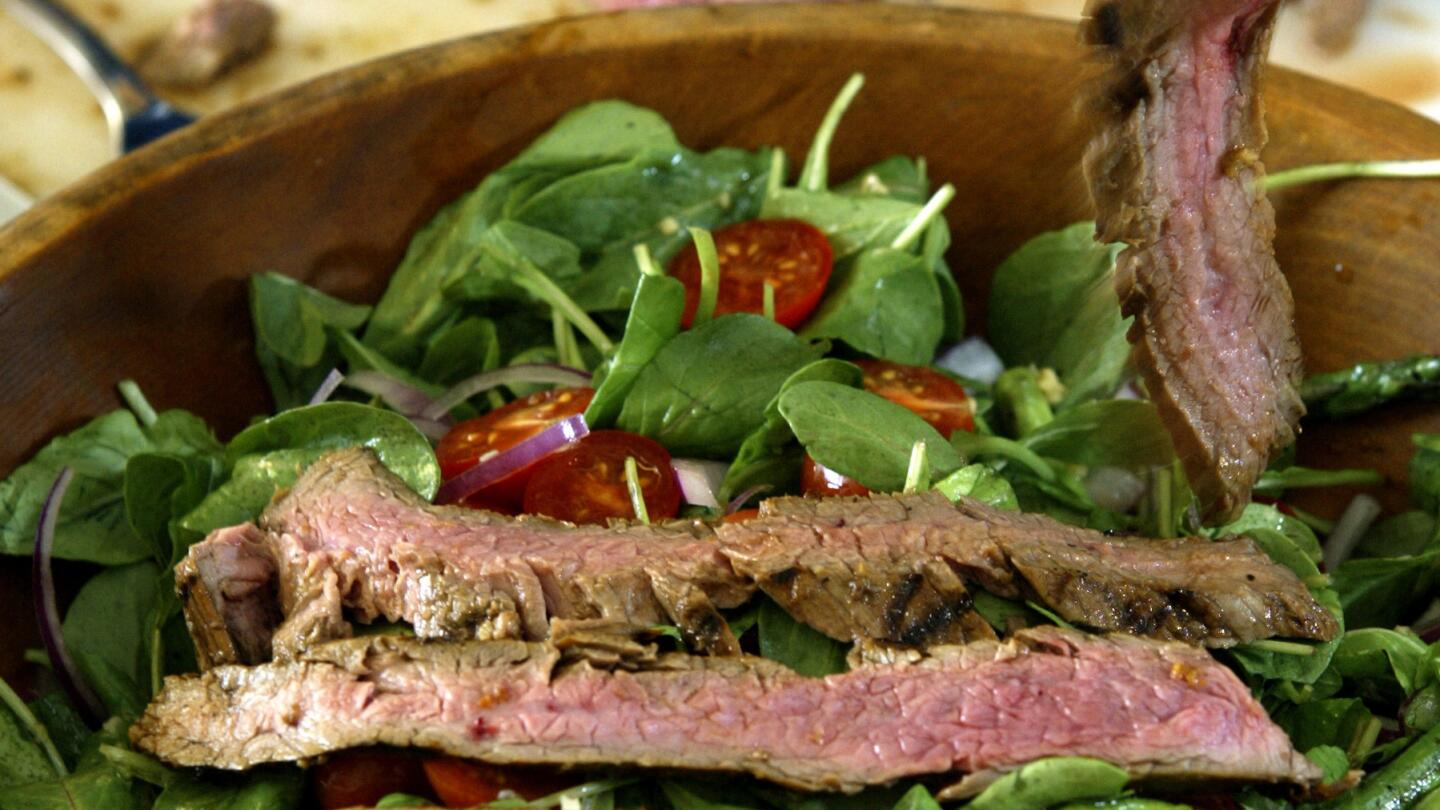 Marinated flank steak salad