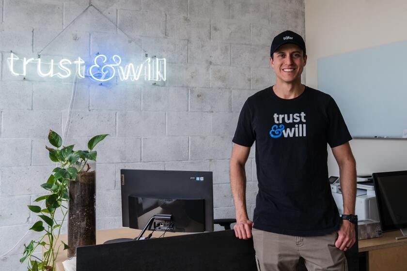 Co-Founder of Trust & Will Cody Barbo at the Trust & Will office in Little Italy on April 28, 2022.