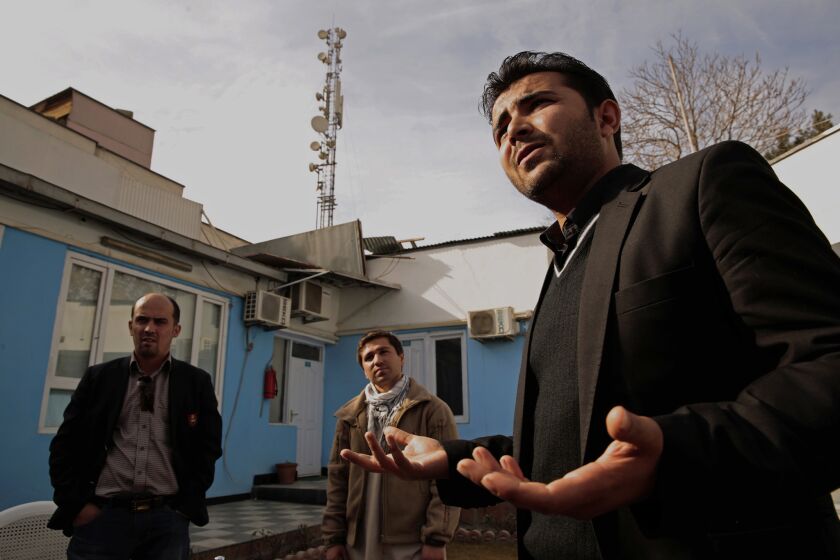 Shafiq Nazari, left, Shirullah Mirzamik, center, and Sardar Khan, worked as translators for Americans in Afghanistan.