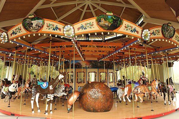A dung beetle chariot is one of the features of the Los Angeles Zoo's Tom Mankiewicz Conservation Carousel, which will open to the public Oct. 27. See full story