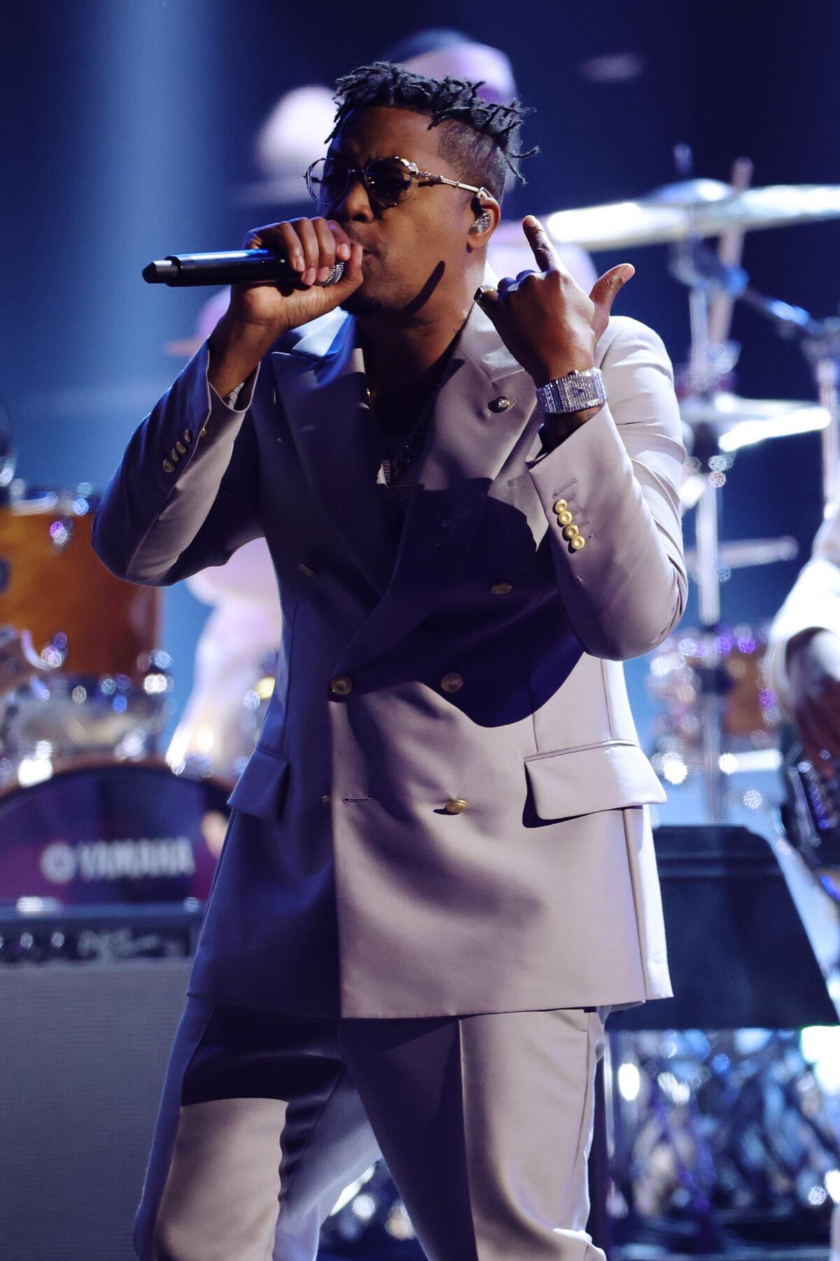 Nas performs onstage during the 64th GRAMMY Awards.
