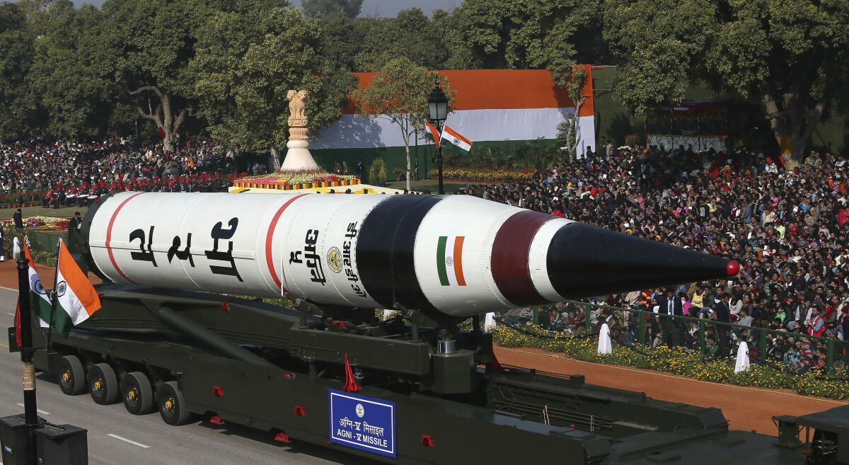 India's ballistic missile Agni-5 is believed to be able to strike nearly all of China.