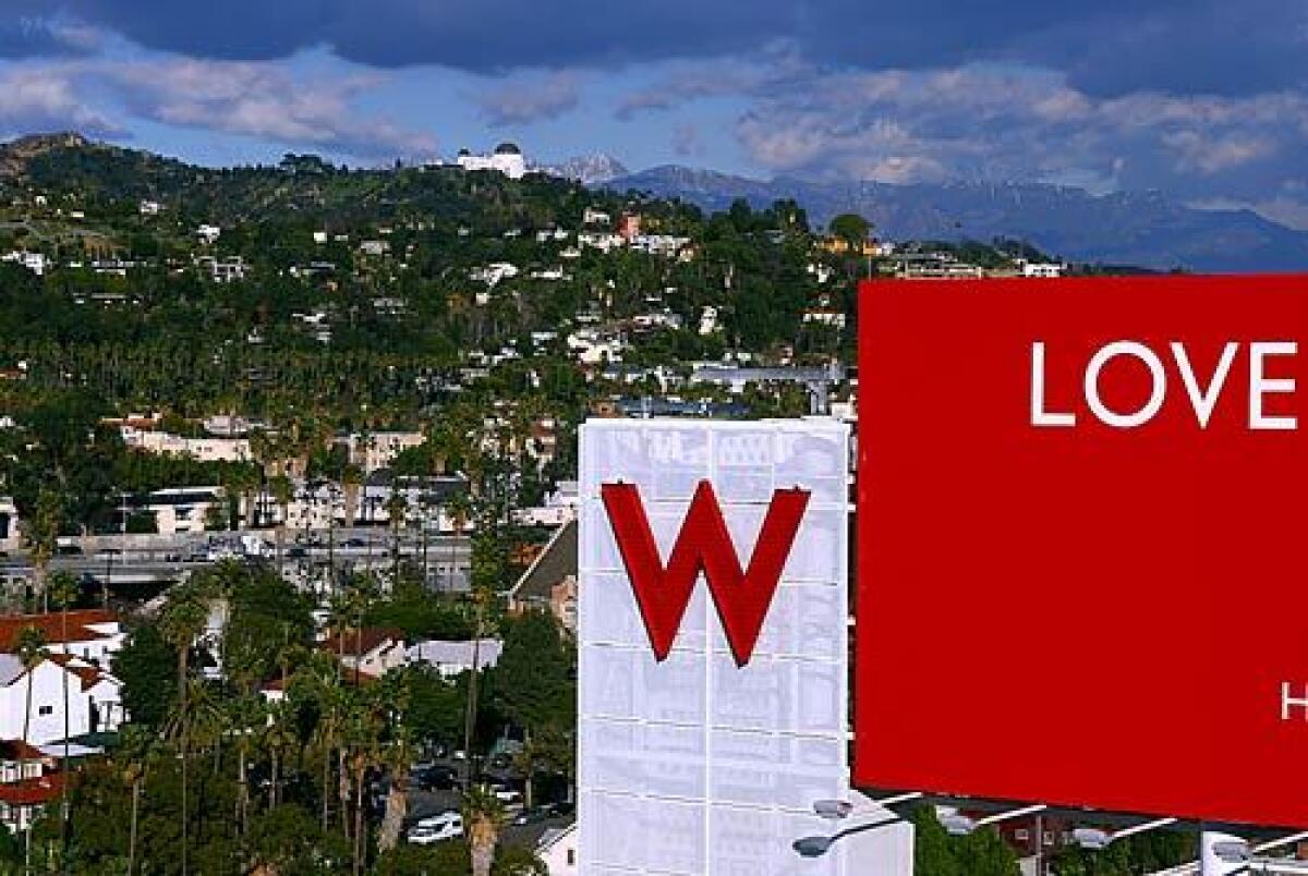 W Hollywood Hotel 6250 Hollywood Blvd., Hollywood; (323) 798-1300, http://www.starwoodhotels.com The W doesn't want you to forget you're in Hollywood  the Hollywood of myth, glitz and glamour, not this still-seedy part of town. Guests enter on a red carpet stretching from the motor court through the lobby and onto the plaza fronting Hollywood Boulevard. Tucked behind a renovated Metro Red Line station, the high-end 305-room hotel shares a block with the 143 luxury condominium Residences at W Hollywood, retail space and mixed-income apartments, an intriguing urban mix. There's a hotel entrance off the Hollywood Walk of Fame, but the motor court entrance is around the corner on Argyle Avenue. -- Beverly Beyette Read more: W Hollywood guests feel the glitz
