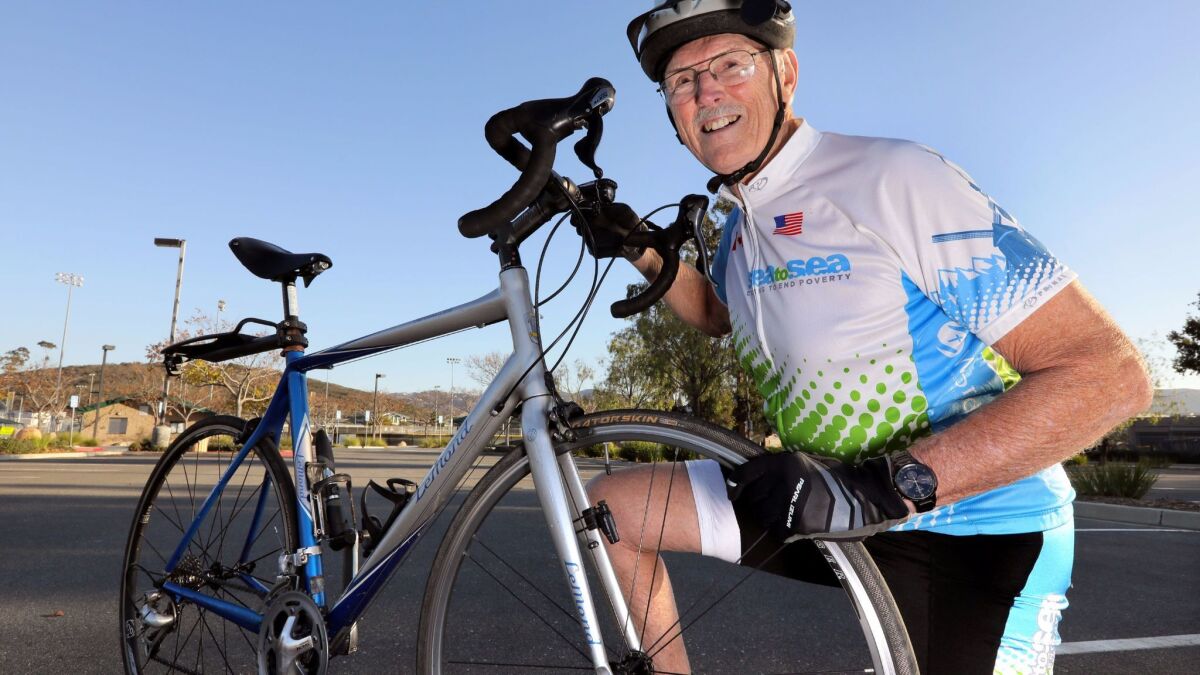Long-distance biker Jim Beezhold of Pauma Valley will turn 82 in January 2018.