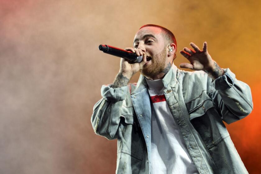 Rapper Mac Miller performs live on stage during weekend one of the three-day Coachella Valley Music and Arts Festival at the Empire Polo Grounds on Friday, April 14, 2017 in Indio, Calif. (Patrick T. Fallon/ For The Los Angeles Times)