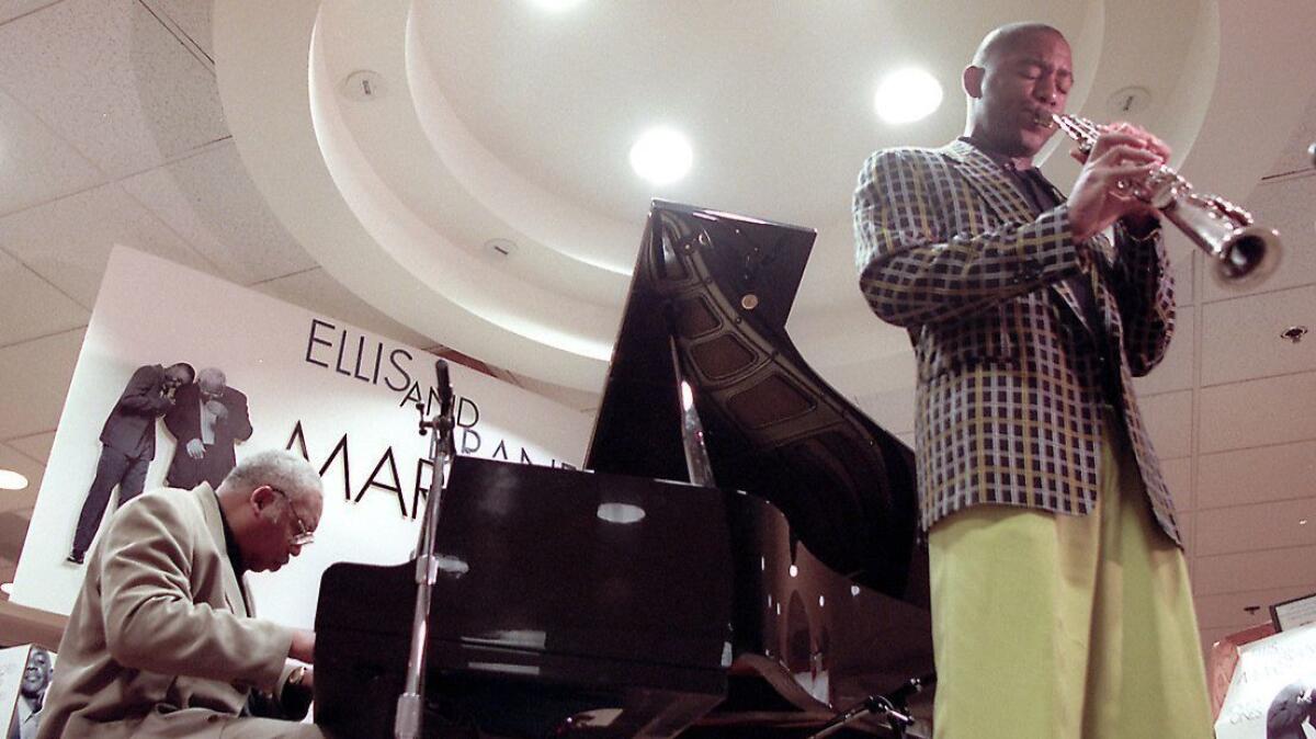 Branford Marsallis and his father, Ellis Marsallis, perform at Border’s Book Store in Los Angeles on March 20, 1996.