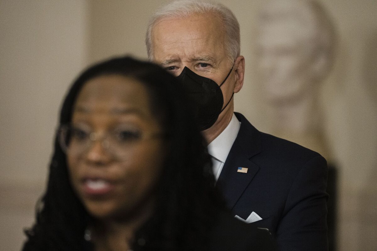 President Joe Biden and Judge Ketanji Brown Jackson in February.