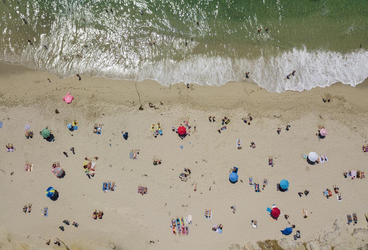 Drone shot of Windansea Beach in La Jolla on August 19, 2019.