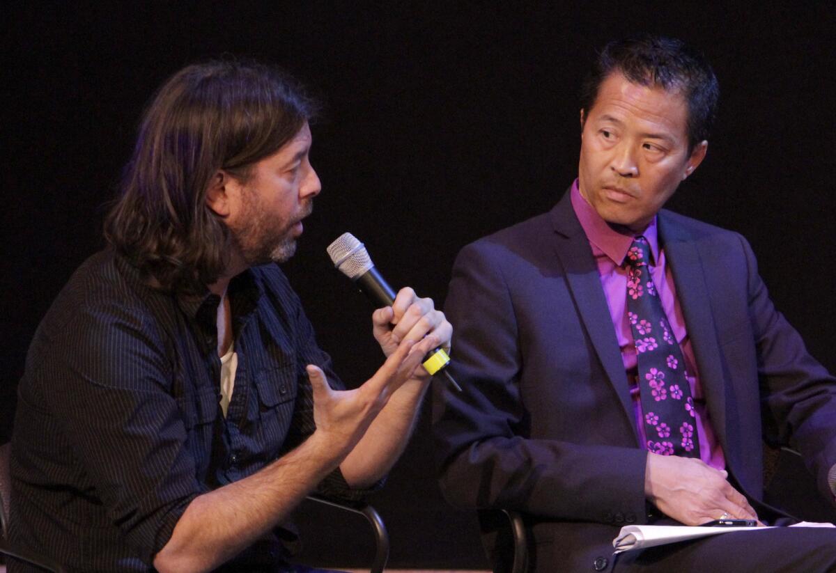 Moderator Michael John Garces, left, of the Cornerstone Theatre Company and Tim Dang of the East West Players, discussed diversity in theater back in 2013.