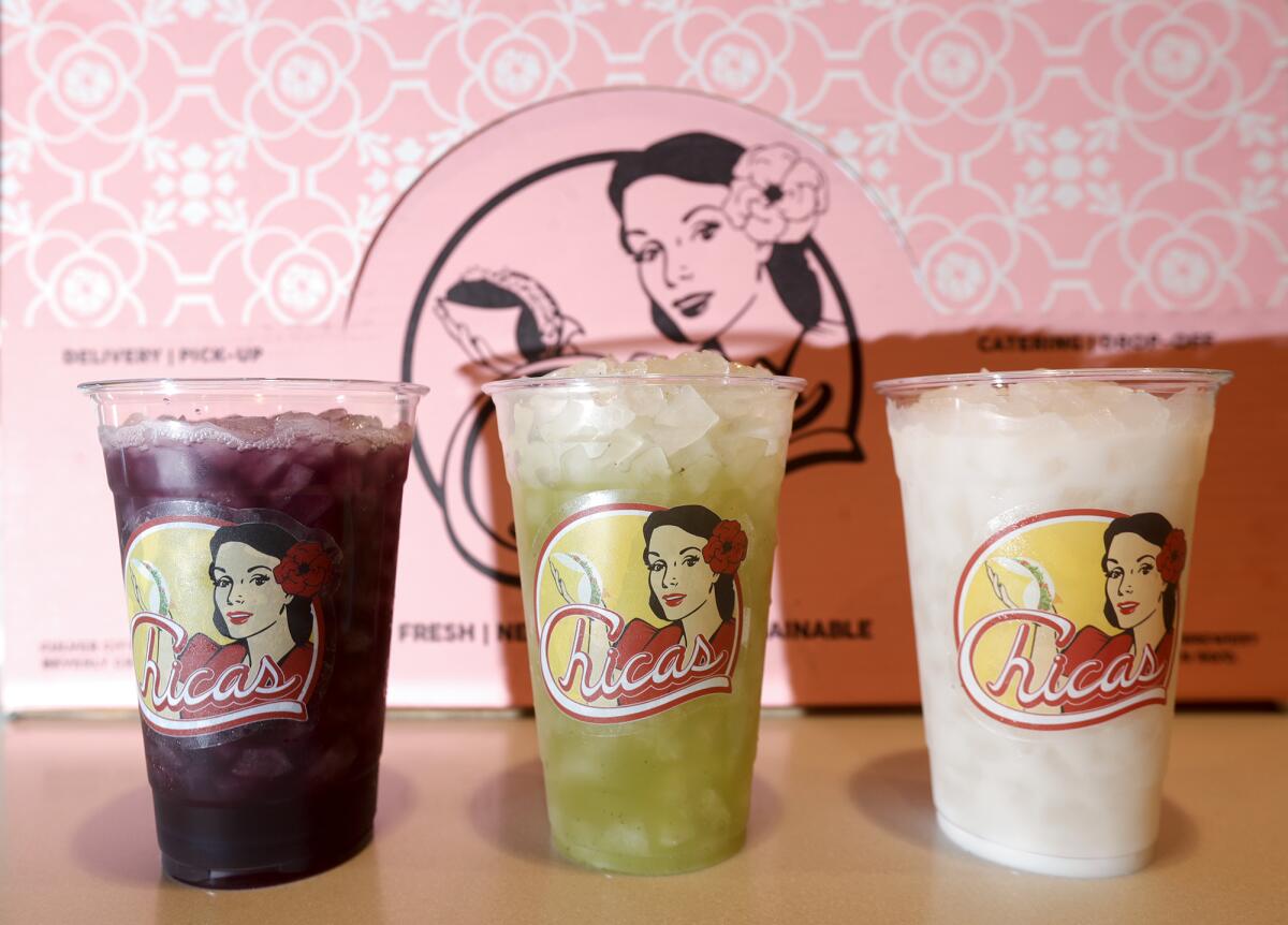 A trio of icy cold drinks at the new Chicas Tacos at Rodeo 39 in Stanton.