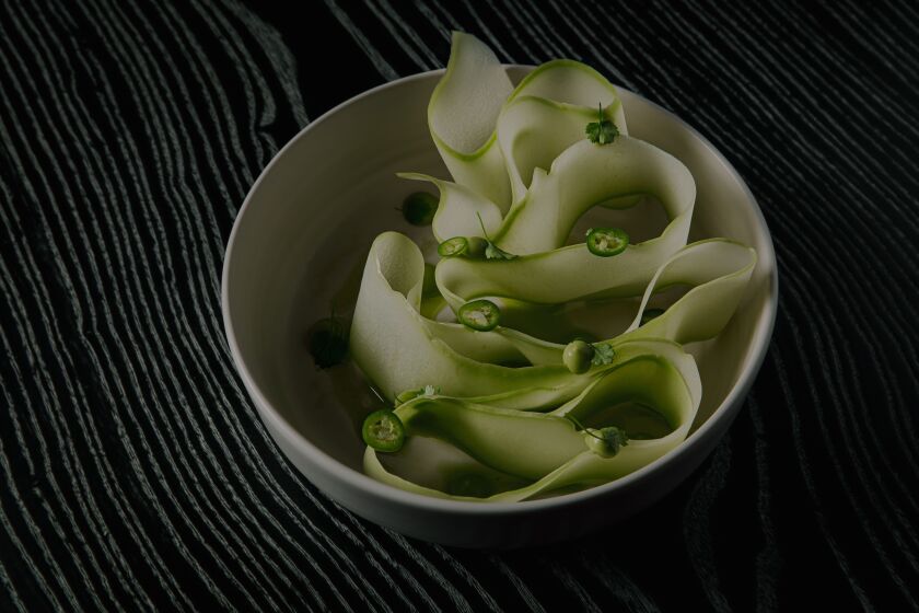 Aguachile de Chayote, uno de los platos del nuevo restaurante Oceanside Valle que se hizo famoso por el chef fundador Roberto Alcocer.