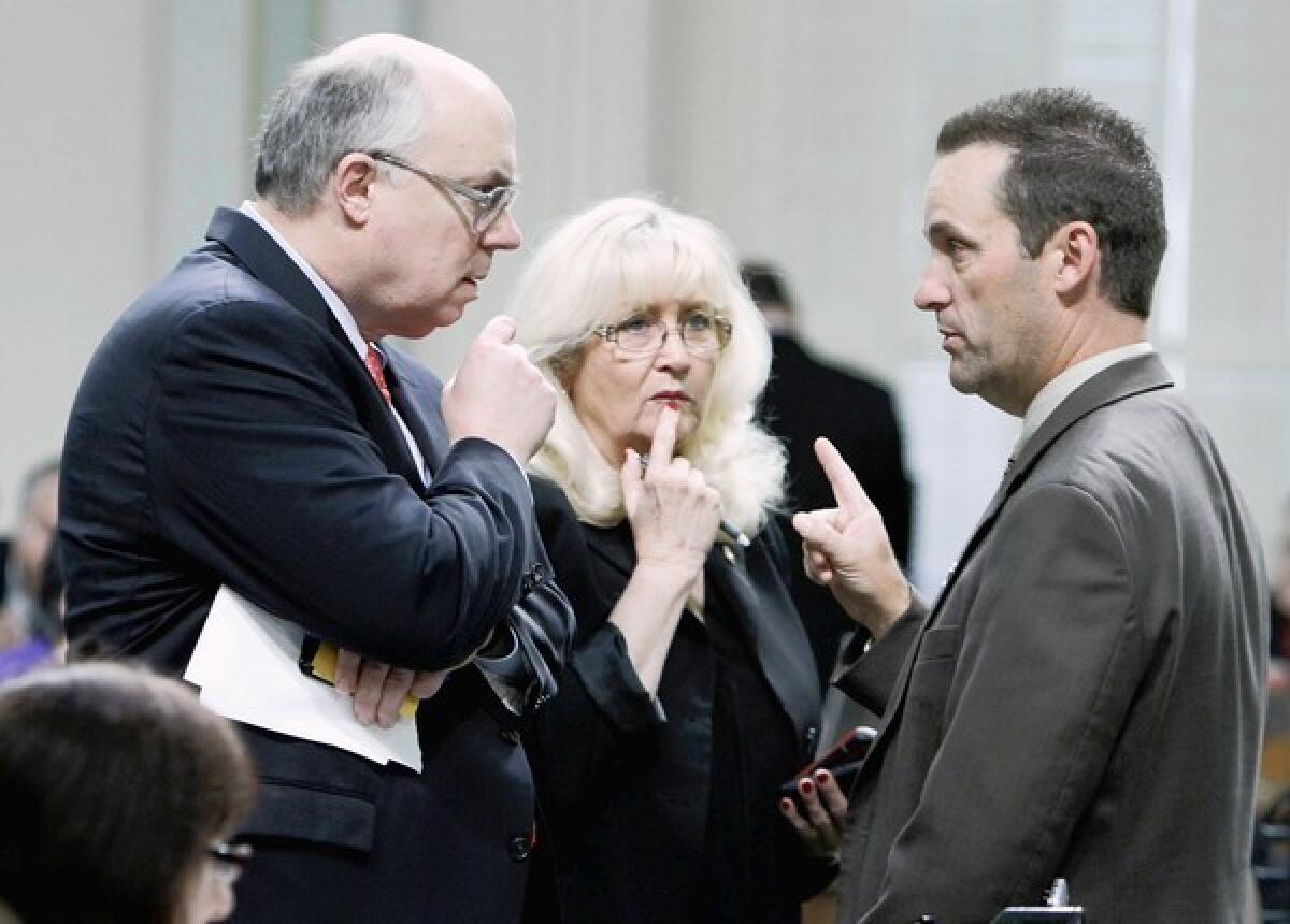 State Sen. Stephen Knight (R-Palmdale), shown at right while an Assemblyman in 2011, is vying to succeed retiring Rep. Howard P. (Buck) McKeon (R-Santa Clarita) in the Nov. 4 election. Knight said he has told controversial GOP Assemblyman Tim Donnelly not to walk precincts for him this weekend.