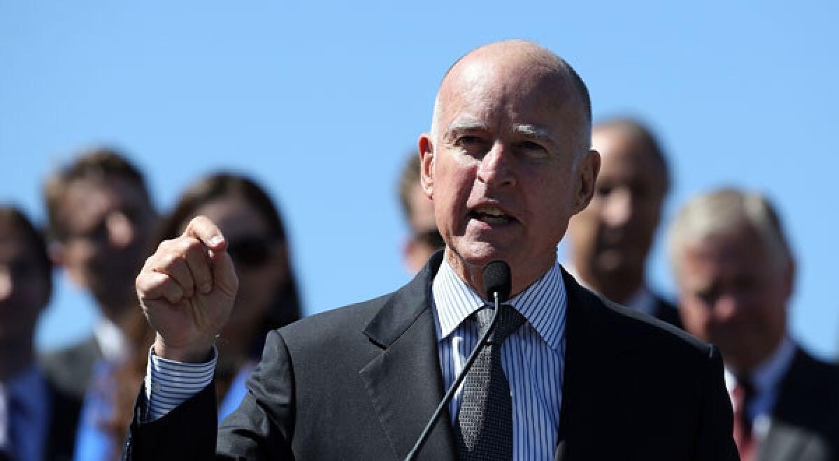 California Gov. Jerry Brown speaks during a press conference in San Francisco, California.