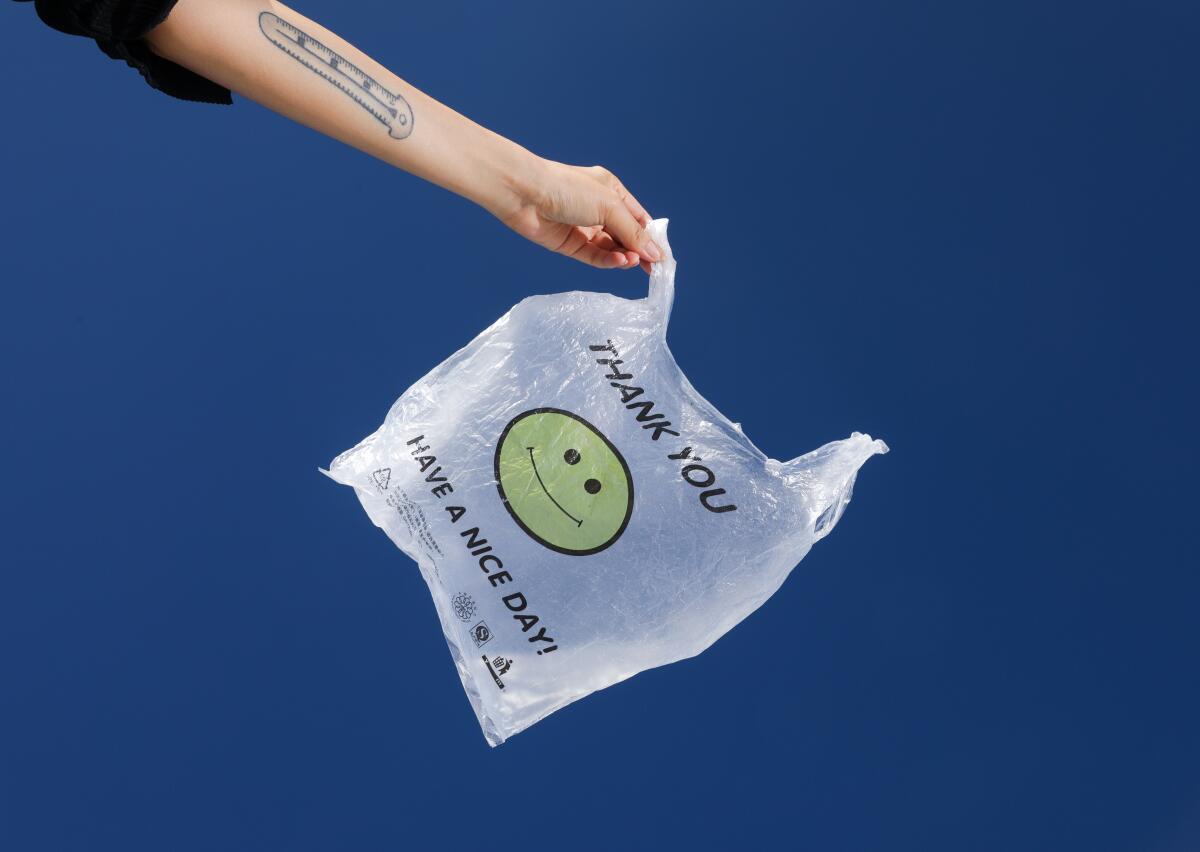 EL SEGUNDO-CA-AUGUST 7, 2023: A plastic bag is photographed on August 7, 2023. (Christina House / Los Angeles Times)