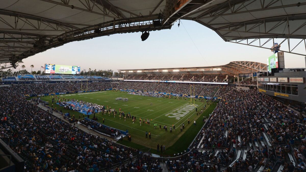 The Chargers make their StubHub Center debut against the Seattle Seahawks on Aug. 13.