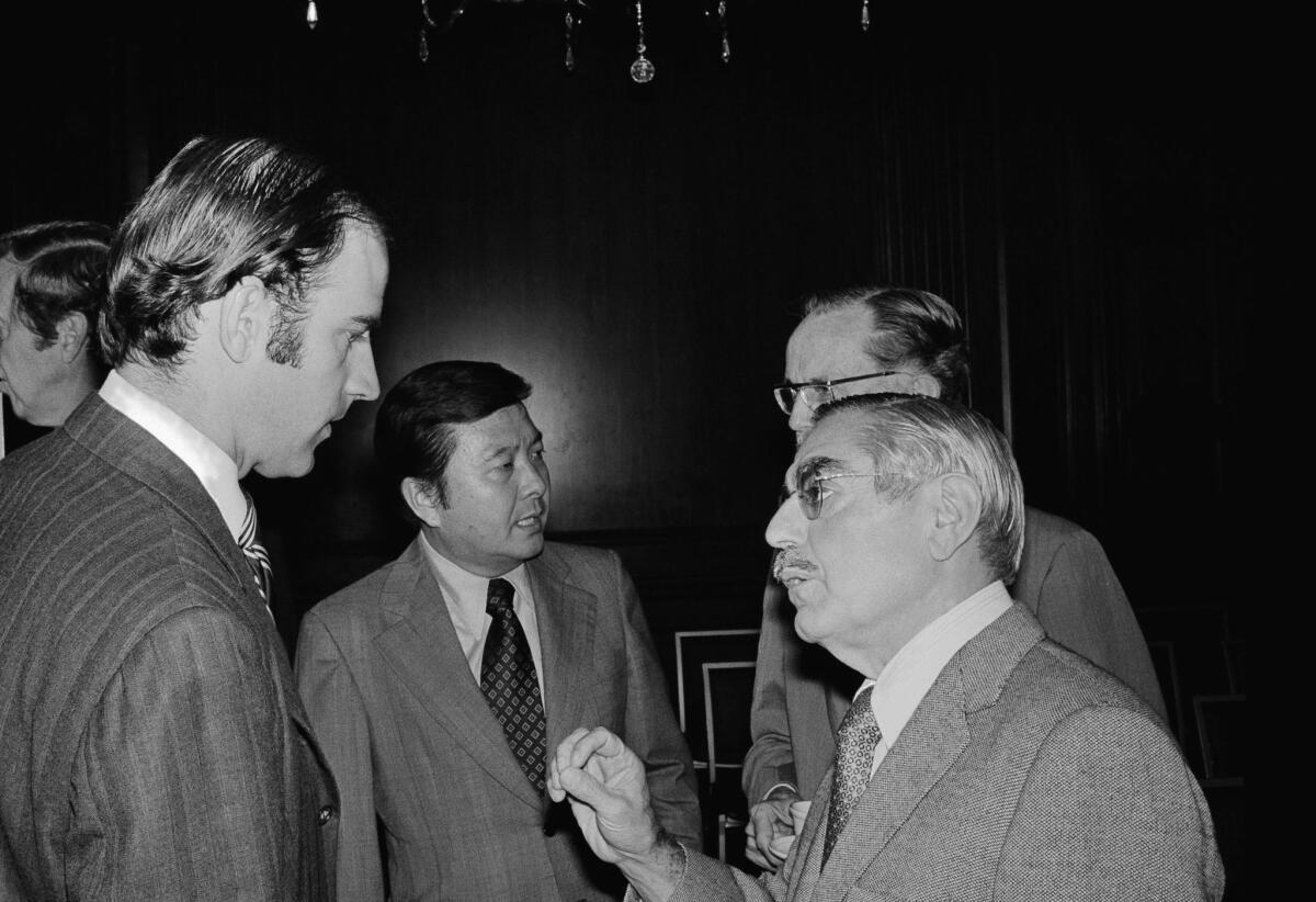 Sen. Joe Biden, left, with Senate colleagues in Washington in 1973.