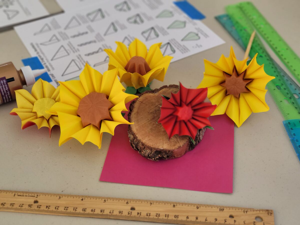 Origami instructor, Melissa Mello, teaches several different origami workshops. From flowers to mandalas to Sunflowers.