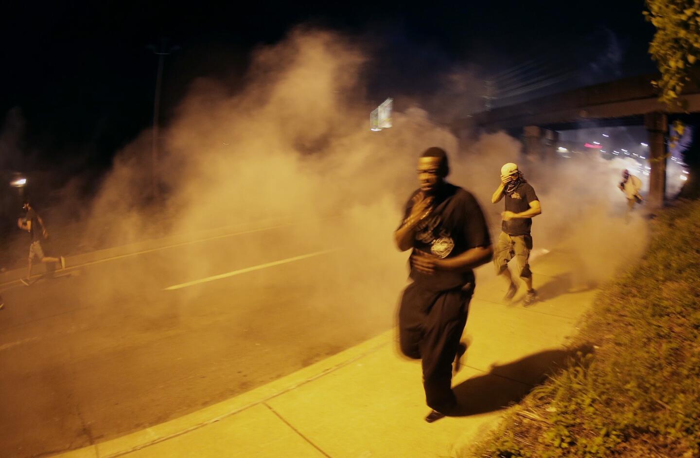 Running from tear gas