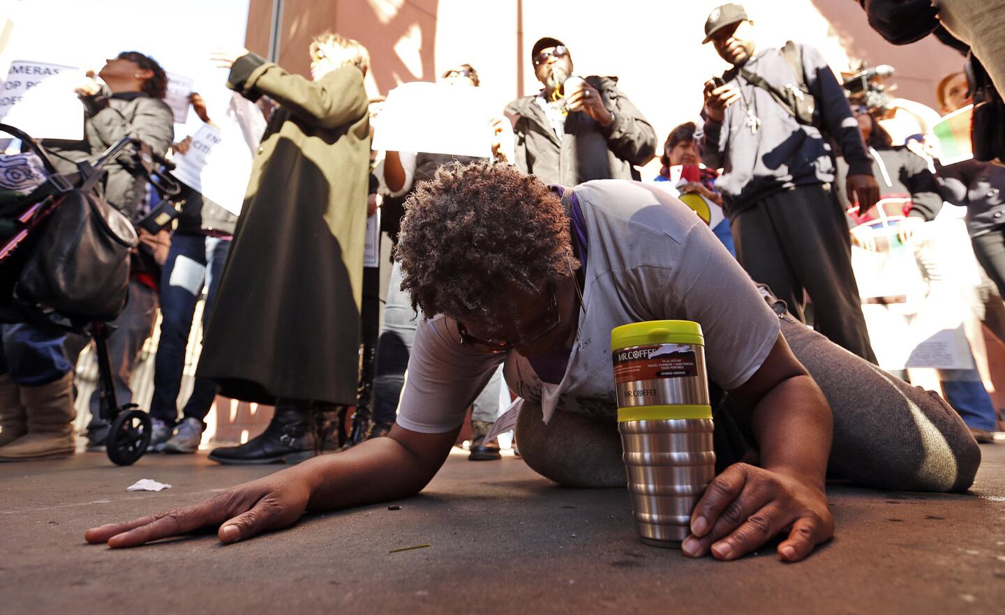 Skid row shooting protest