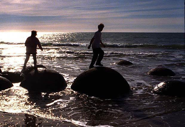 According to Maori legend, the boulders are the remains of cargo from a great voyaging canoe that was wrecked off of New Zealand.