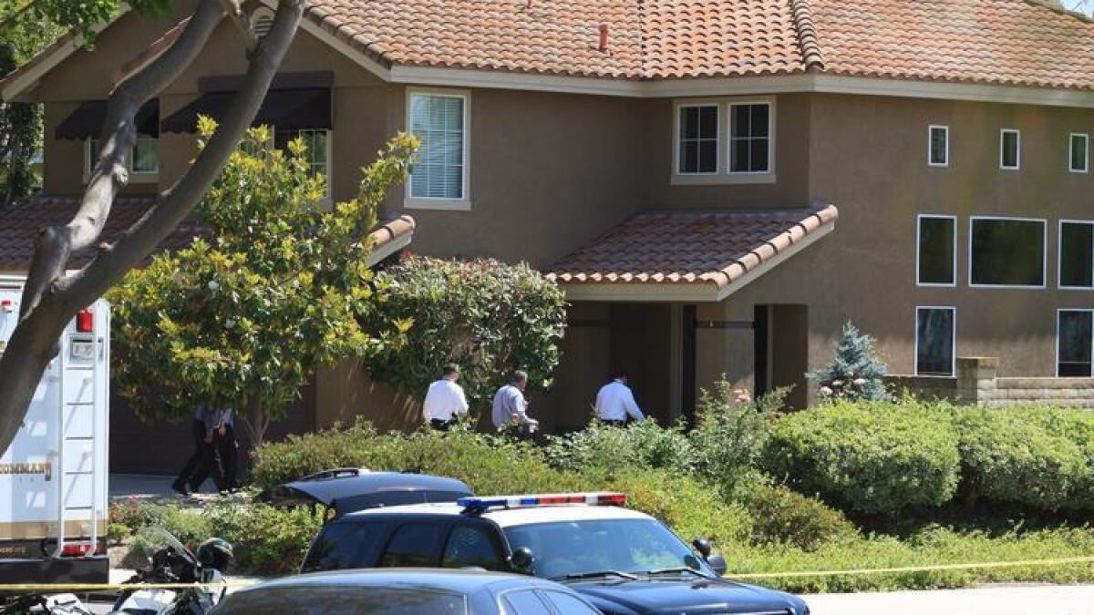 An investigation is underway at an upscale home in Mission Viejo, where the bodies of two males and two females were found dead in an apparent homicide.