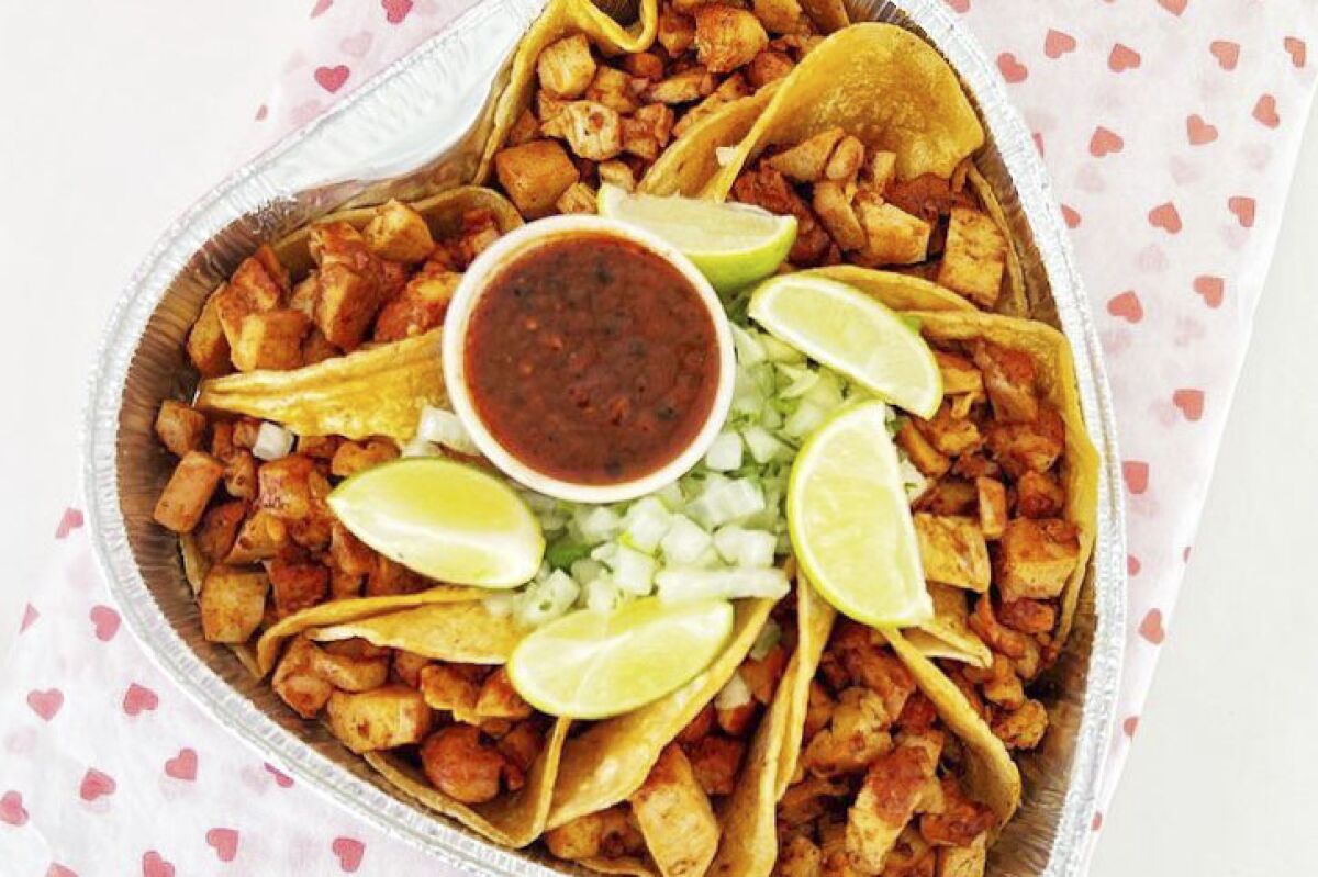 Heart-shaped box of tacos from Gogo's tacos.