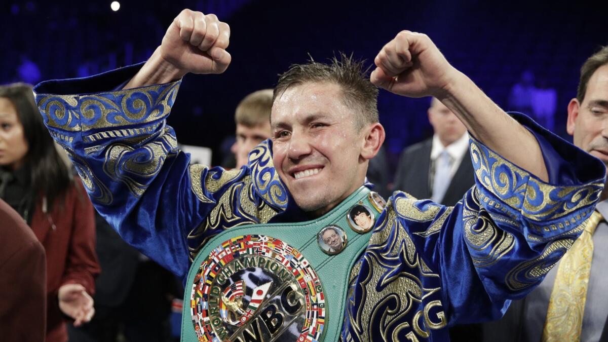 Gennady Golovkin reacts after retaining his title against Canelo Alvarez in a middleweight title fight in September 2017.
