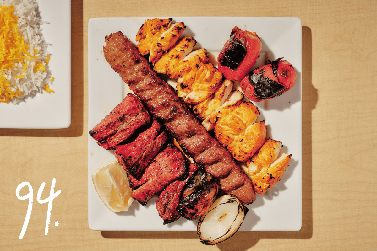 #94: A plate with three types of kebabs