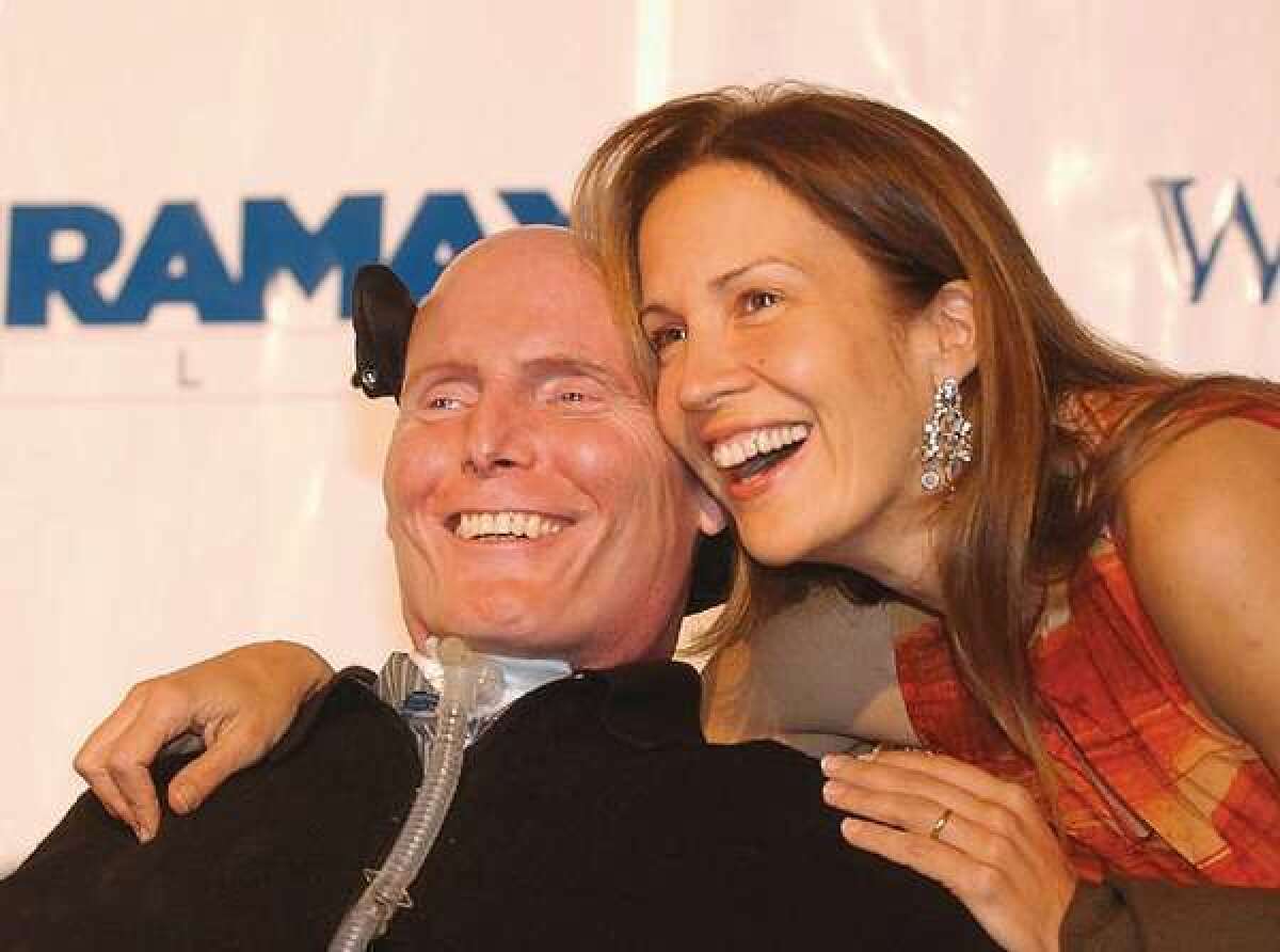 The story of Christopher Reeve, seen here in 2006 with his wife, Dana, helped get the California stem cell program passed.