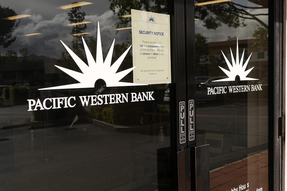 A Pacific Western Bank branch in Westlake Village, photographed in May.