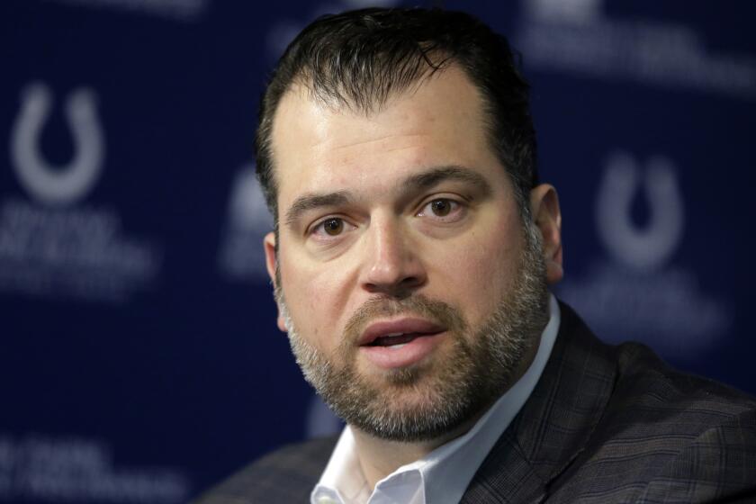 Indianapolis Colts General Manager Ryan Grigson speaks during a news conference at the team's practice facility on Jan. 23. A new interview says he is the one who asked the NFL to investigate the Patriots' footballs.