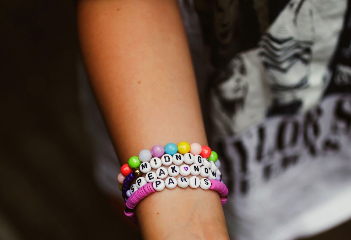 Rosie Hirschman, 10, received friendship bracelets from other concertgoers during Taylor Swift's Boston tour stop.