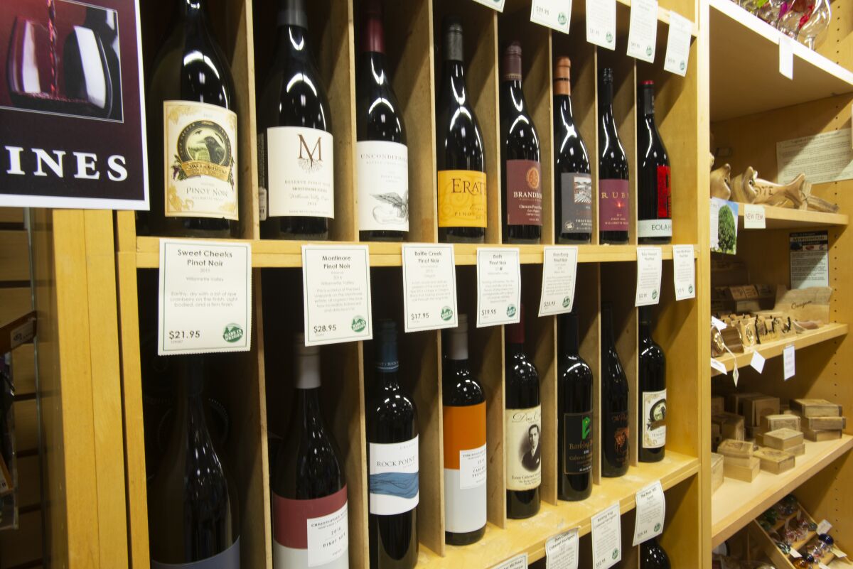 The Made in Oregon store at Portland International Airport sells local wines and Pendleton blankets.