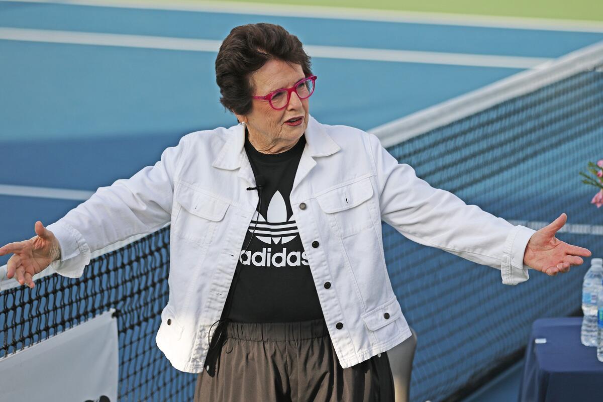 "Love All" is a new play about tennis legend Billie Jean King, pictured in 2021.