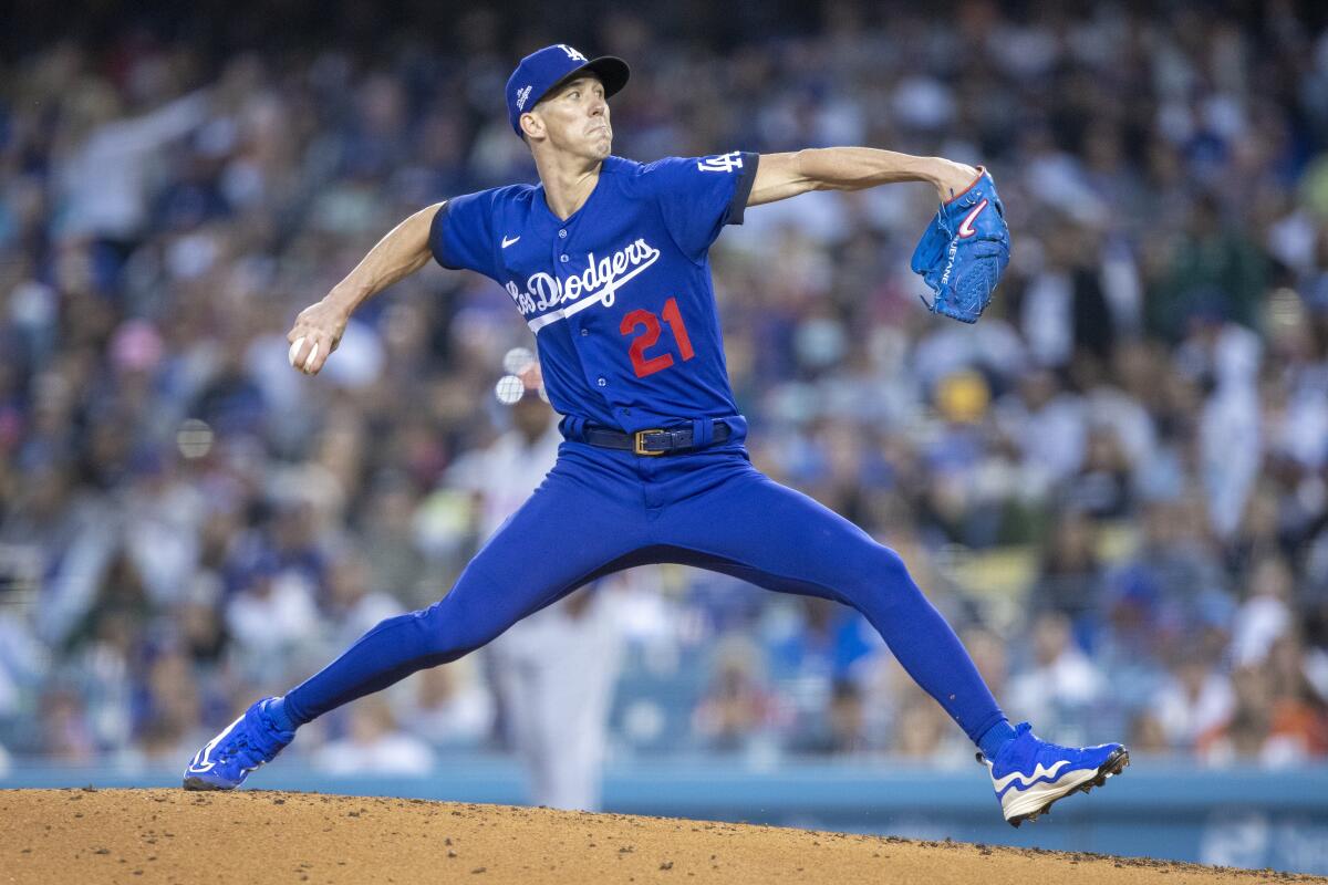 Dodgers starting pitcher Walker Buehler delivers against the New York Mets on June 4, 2022.