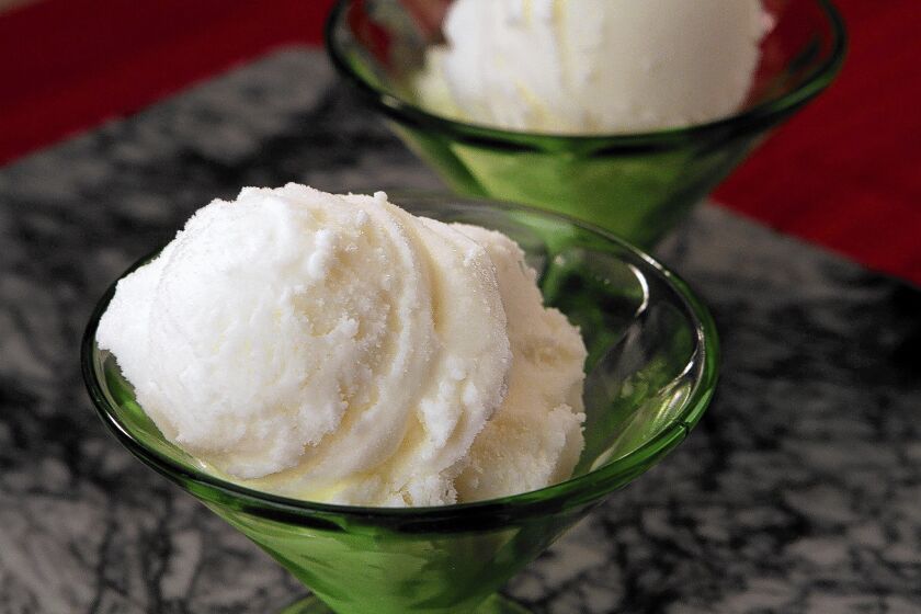 Lucques serves its yogurt sherbet with beignets and zabaglione. Read the recipe »