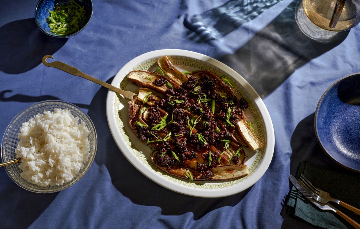 Roasted Eggplant with Cheater Sichuan-Style Pork